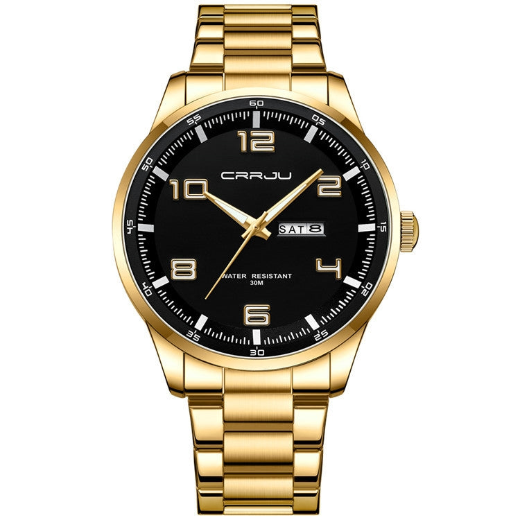 CRRJU 5005 Men Steel Strap Watch Simple Business Personalized Waterproof Watch With Calendar Display(Golden) - Metal Strap Watches by CRRJU | Online Shopping South Africa | PMC Jewellery | Buy Now Pay Later Mobicred