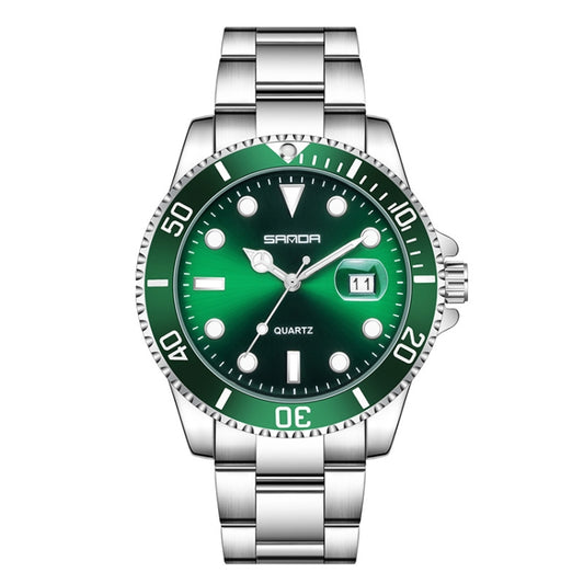 SANDA 1099 Steel Belt Electronic Watch Men Quartz Watch Simple Personalized Wristwatch(Green) - Metal Strap Watches by SANDA | Online Shopping South Africa | PMC Jewellery | Buy Now Pay Later Mobicred