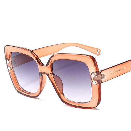 2 PCS Oversized Sunglasses Women Luxury Transparent Gradient Sun Glasses Big Frame Vintage Eyewear UV400 Glasses(Orange) - Sunglasses by PMC Jewellery | Online Shopping South Africa | PMC Jewellery