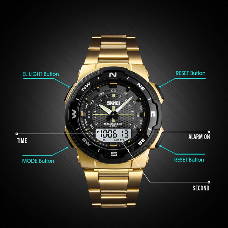 SKMEI 1370 Multifunctional Men Outdoor Sports Noctilucent Waterproof Stainless Steel Digital Wrist Watch (Rose Gold) - Sport Watches by SKMEI | Online Shopping South Africa | PMC Jewellery