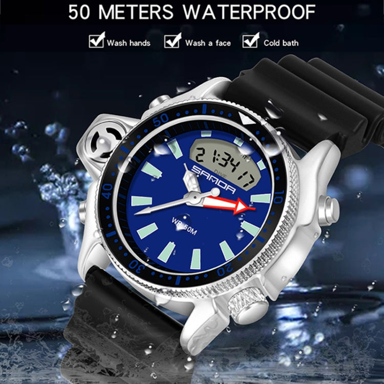 SANDA 3008 Multifunctional Men Outdoor Sports Noctilucent 50m Waterproof Digital Wrist Watch (Black Red) - Sport Watches by SANDA | Online Shopping South Africa | PMC Jewellery