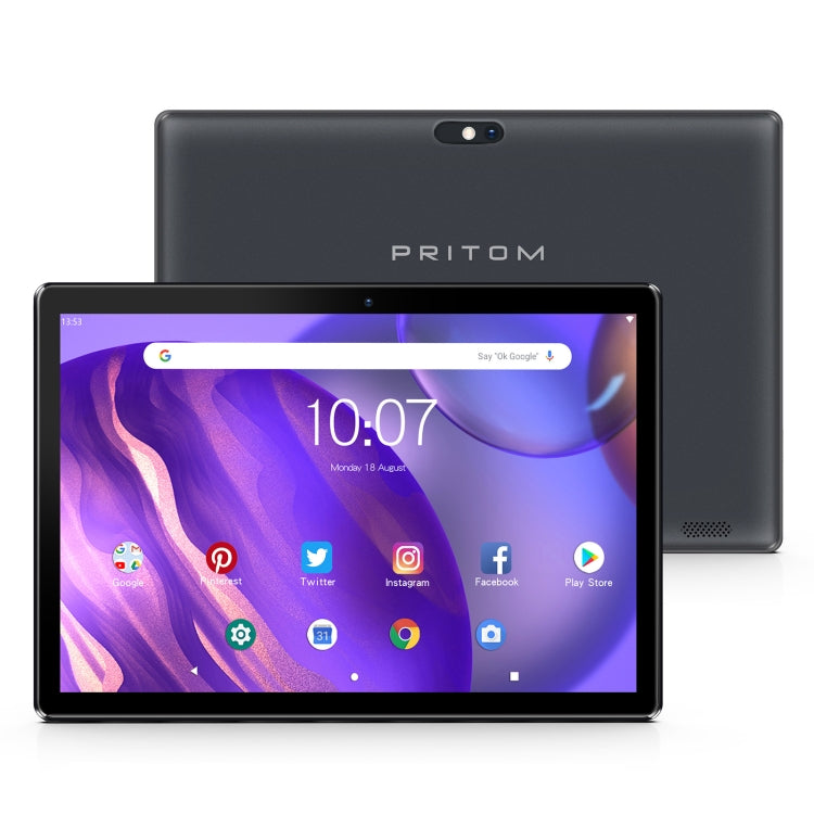 Pritom M10 3G Phone Call Tablet, 10.1 inch, 2GB+32GB, Android 10 SC7731E Quad Core 1.3GHz CPU, Support 2.4G WiFi / Bluetooth, Global Version with Google Play, US Plug(Dark Gray) - 10.1 inch by PRITOM | Online Shopping South Africa | PMC Jewellery | Buy Now Pay Later Mobicred