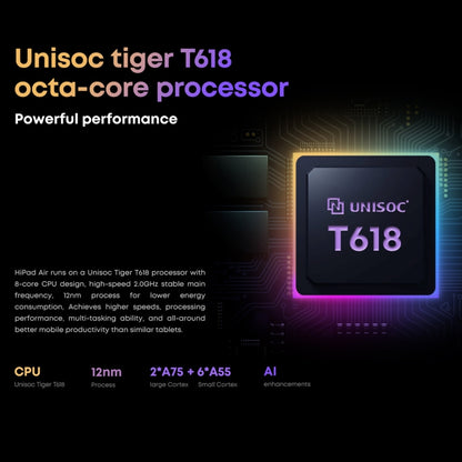 CHUWI HiPad Air Tablet PC, 10.3 inch, 4GB+128GB, Without Keyboard, Android 11, Unisoc T618 Octa Core 2.0GHz, Support Face Recognition & Bluetooth & WiFi & TF Card (Black+Gray) - CHUWI by CHUWI | Online Shopping South Africa | PMC Jewellery