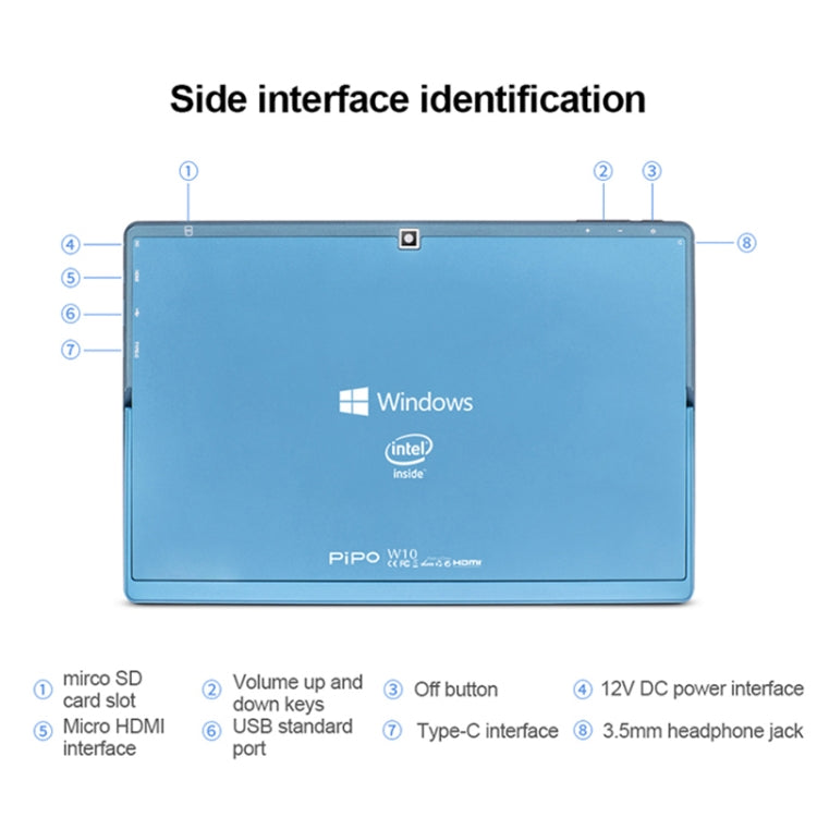 PiPO W10 2 in 1 Tablet PC, 10.1 inch, 6GB+64GB, Windows 10 System, Intel Gemini Lake N4120 Quad Core up to 2.6GHz, without Keyboard & Stylus Pen, Support Dual Band WiFi & Bluetooth & TF Card & HDMI, US Plug - PiPO by PiPo | Online Shopping South Africa | PMC Jewellery | Buy Now Pay Later Mobicred